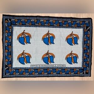 Swahili Kanga. Blue white orange